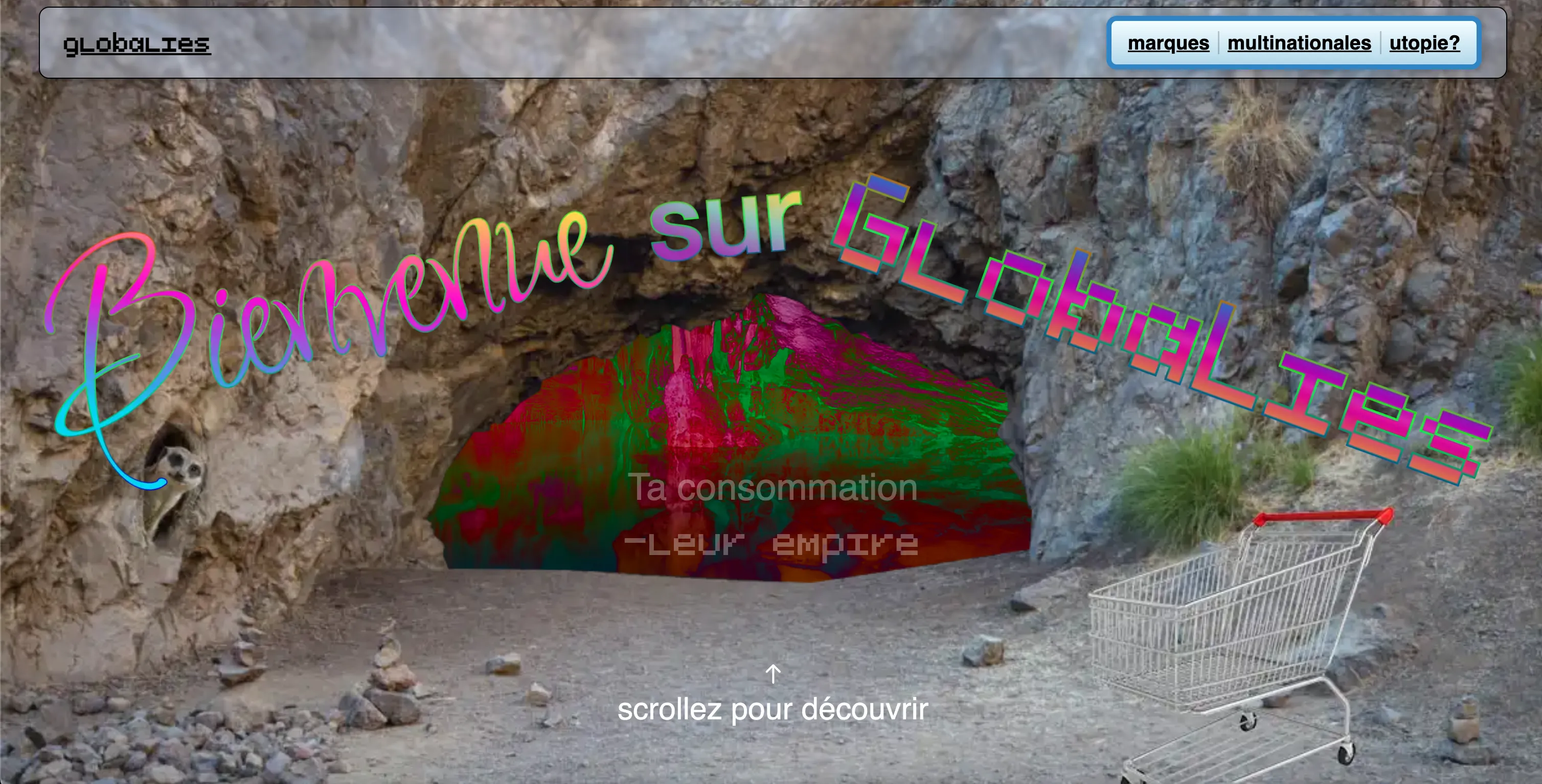 Homescreen of Globalies